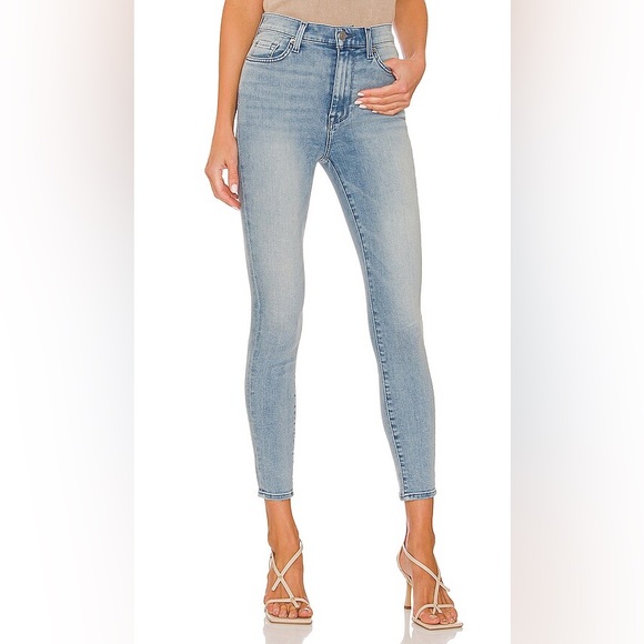7 For All Mankind Denim - 7 FOR ALL MANKIND High Waist Ankle Skinny Jeans in Linden Blue sz 31
